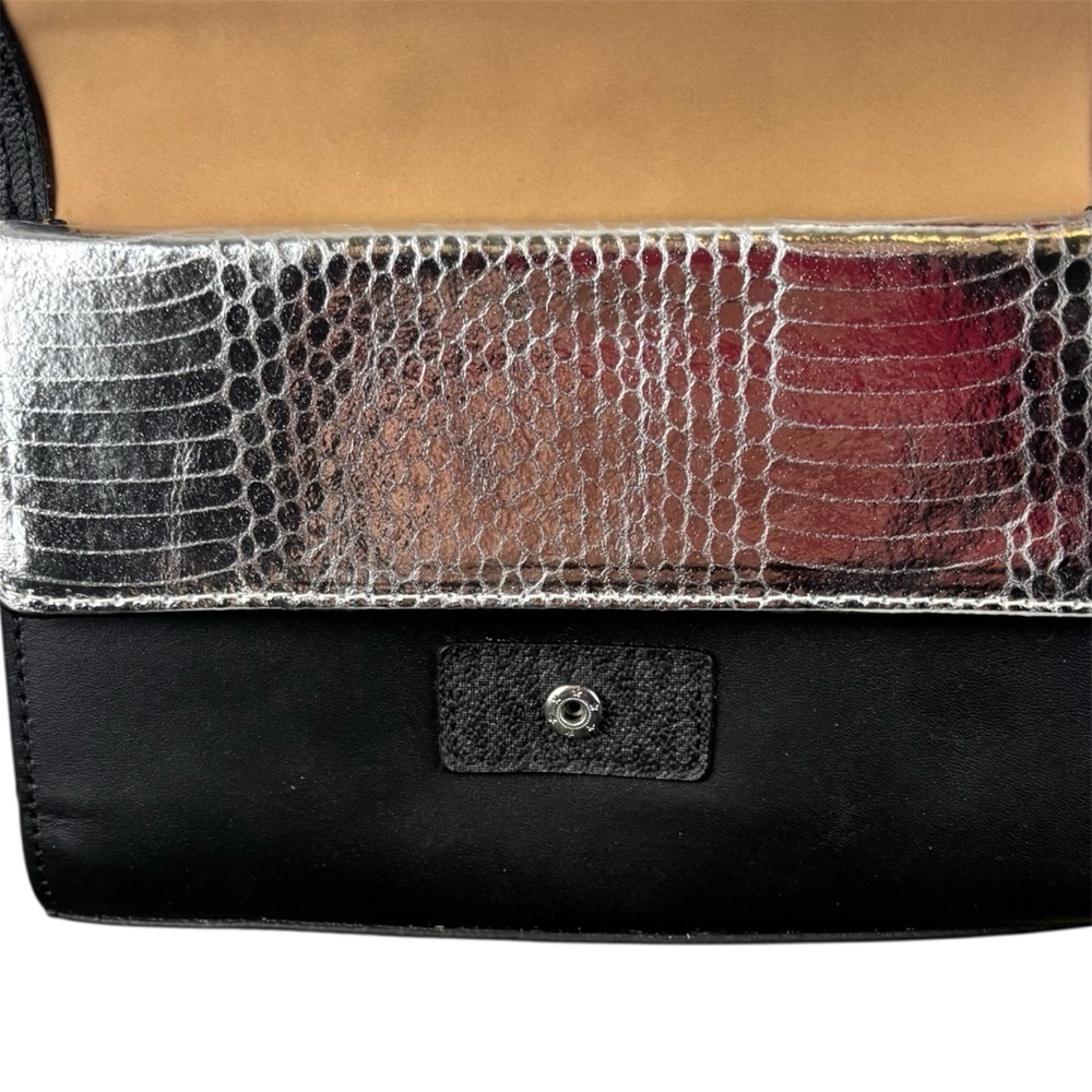 Michael Kors Black and Silver Belt Bag Adjustable Flap front - Picture 8 of 10